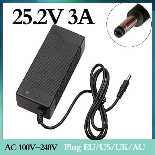 25.2V 3A Li-ion Battery Charger for 6Series 21.6V 22.2V 14500 14650 17490 18500 18650 26500 Polymer lithium battery pack Charger
