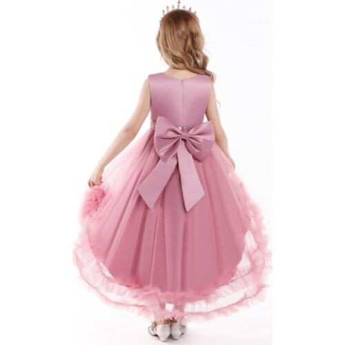 3-10 Daily wear Bridesmaid Dresses for Girl Bow Trailing Princess White Floral Prom Girls Dresses Graduation Children Clothing