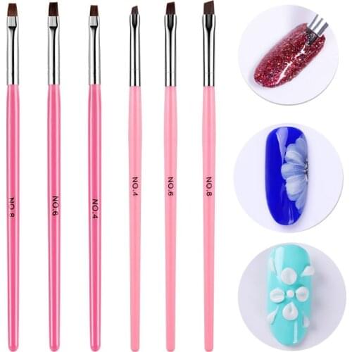 3Pcs DIY Nail Art Brush UV Gel Polish Acrylic Extension Design Nail Art Tip Eyebrow Inclined Flat Angled Brush Manicure Tool Set
