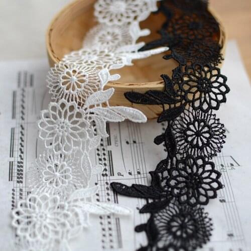 5 Yard/Lot High quality black white water soluble lace trim clothing doll dress DIY accessories 6cm wide lace fabric