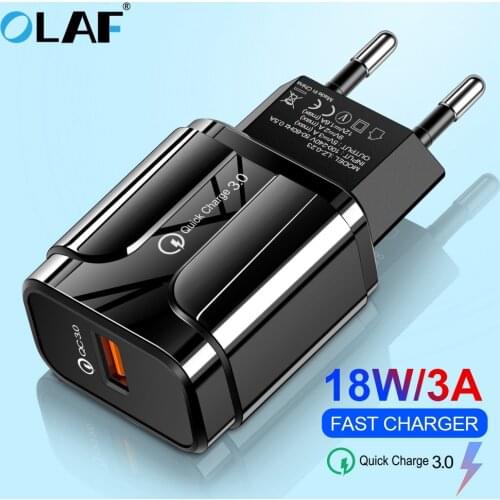 OLAF Mobile Phone Charger Quick Charge QC 3.0 4.0 18W Fast Charger EU US Plug Adapter Wall USB Charger For iPhone Samsung Xiaomi