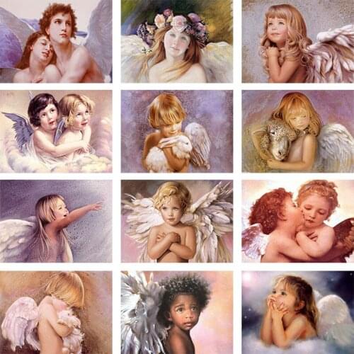 5D DIY Angel Girl Boy Diamond Painting Cross Stitch Full Drill Diamond Embroidery Kids Room Handmade Gift Home Decor
