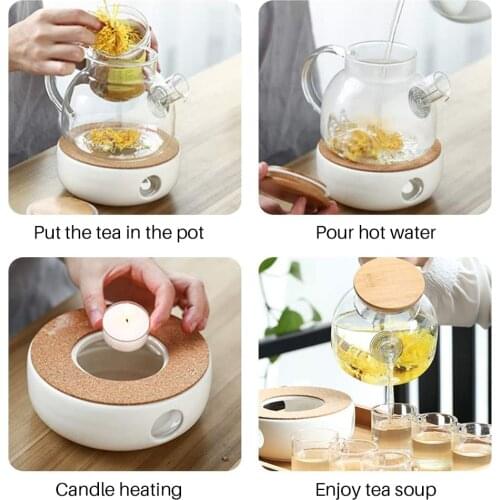White Warm Tea Stove Ceramic Porcelain Heating Furnace Warmer Candle Heater Ceramic White Teapot Heater