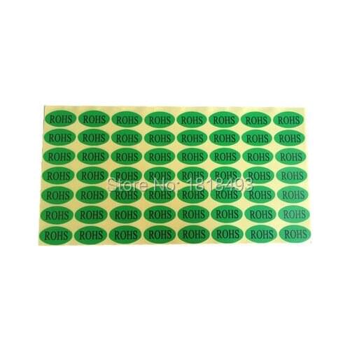 Free shipping wholesales stock oval shape ROHS sticker 1.3x2.5cm/environmental protection sticker/custom sticker 840 pcs a lot