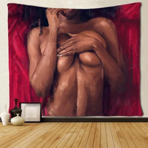 Black Sexy Women African American Women Red Tapestries Hippie Art Wall Hanging