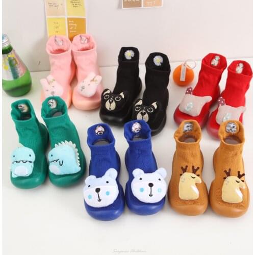 Baby Cartoon Warm Indoor Floor Socks Anti-slip First Walker Shoes Boy Girl Rubber Sneaker Toddler Casual Outdoors Crib Shoes