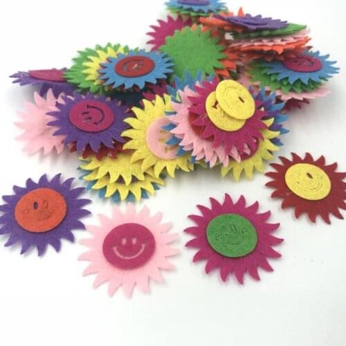 DIY 200pcs Mixed Color Smiley sun shape Felt applique decorative clothing accessories 34MM