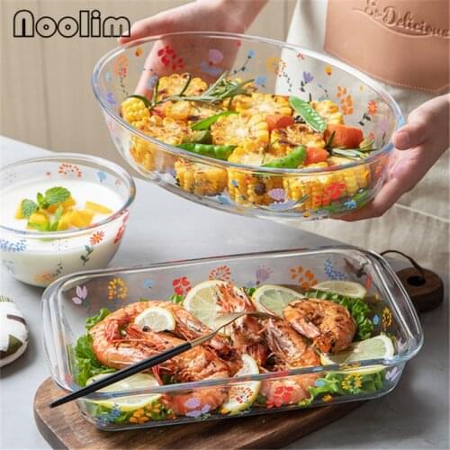 European Glass Transparent Fish Vegetable Plate Soup Salad Dessert Bowl Microwave Oven Non Stick Oval Baking Pan Tableware