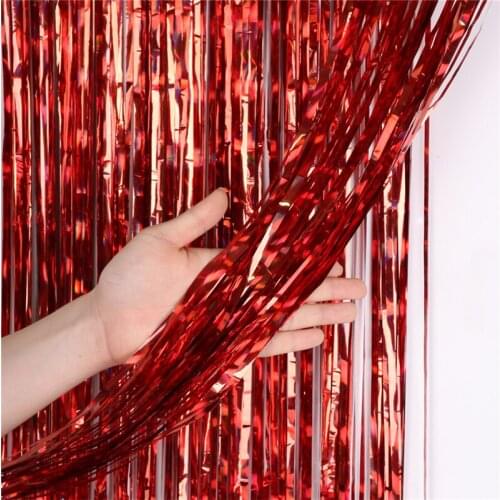 2m Rose Gold Backdrop Curtains Metallic Foil Tinsel Fringe Curtain Wedding Birthday Party Photography Background Photo Props