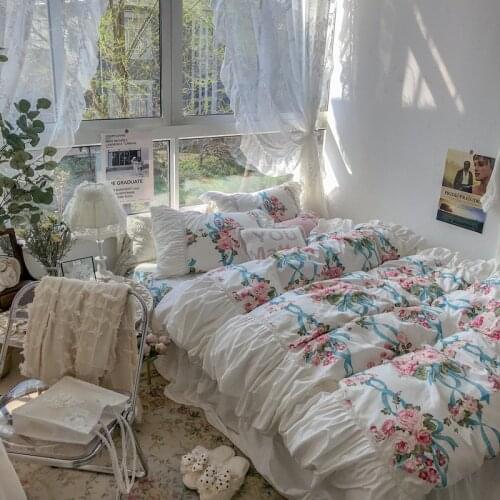 Princess Style Cotton Four-Piece Cotton Quilt Cover Bed Skirt Bed 1.5/1.8 M