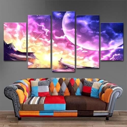 JIE DO ART Home Decoration Canvas Wall Art Pictures Living Room Decor HD Prints Poster 5 Pieces Star bright stars Landscape