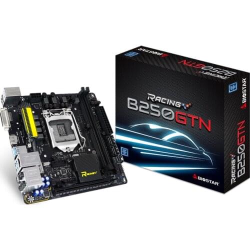 BIOSTAR Game Motherboard B250GTN For Intel Core i5 i7 7700k 7500 1151 ITX Racing Computer board DDR4 M.2 7Phase Power Supply