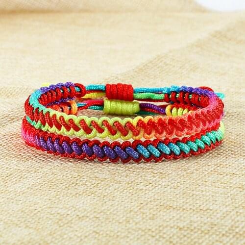 High Quality Handmade Bracelet Set Fashion Rainbow Rope Adjustable Weave Friendship Bracelets Love Couples lucky Charms Jewelry