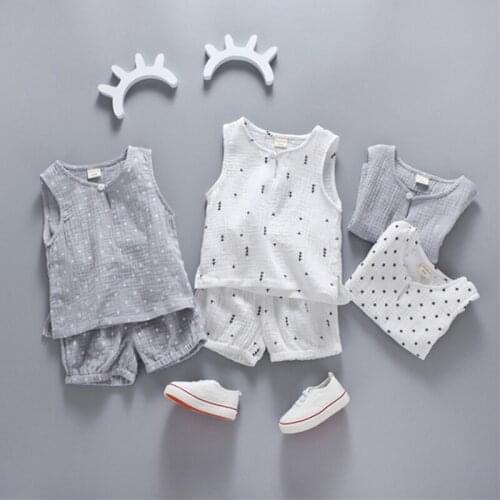Kids Clothes Sets Summer Sleeveless Cotton Print Vest+Pants Set Toddler Girls Boys Unisex Children Clothes Vetement Enfant Fille