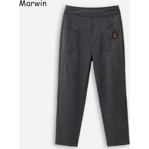 Marwin 2020 New-Coming Spring High Elastic Waist Pants Office ladies Empire Striped Casual High Street Fashion Middle Aged Pants