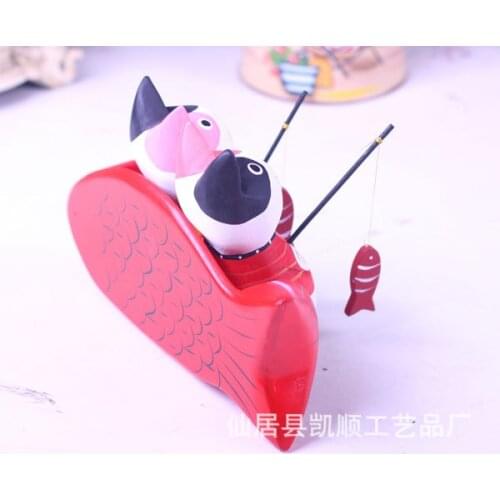 Spot wholesale and retail queen wood carving Bali cat fishing JP-32045