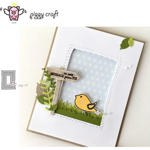 Piggy Craft metal cutting dies cut die mold Dotted rectangle frame Scrapbook paper craft knife mould blade punch stencils dies