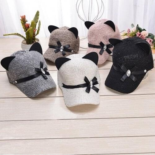 Maikun Fashion New Womens Cap For Autumn And Winter Cold Protection Cat Ears Trendy Bow Hats