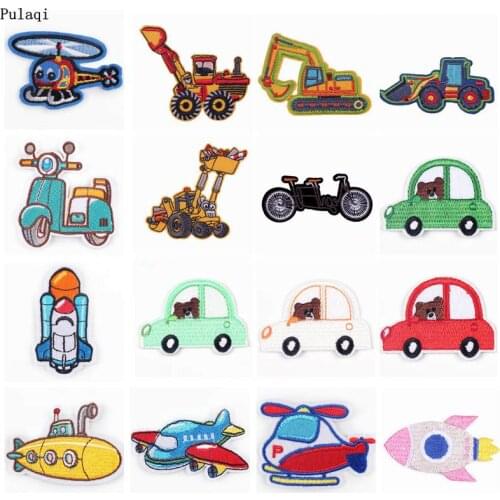 Pulaqi New Cartoon Locomotive Patch Stripes Iron On Embroidered Patches For Clothing Lovely Cartoon Patches Applique On Clothes