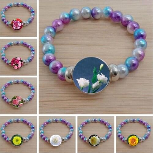 The new carnation bracelet cabochon glass bracelet is the best gift for teachers, mothers and the elderly