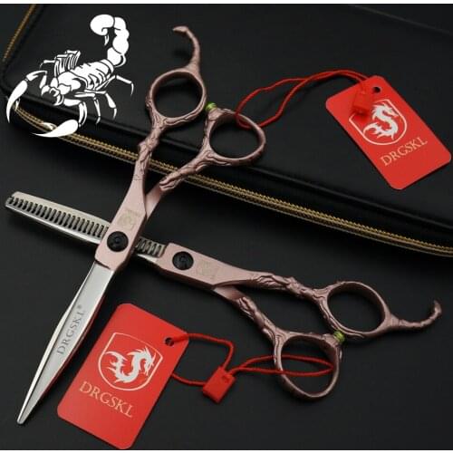 DRGSKL rose Gold scorpion mode barber cut hair scissors, 6.0 inch 440C professional hair hairdressing scissors beauty shears