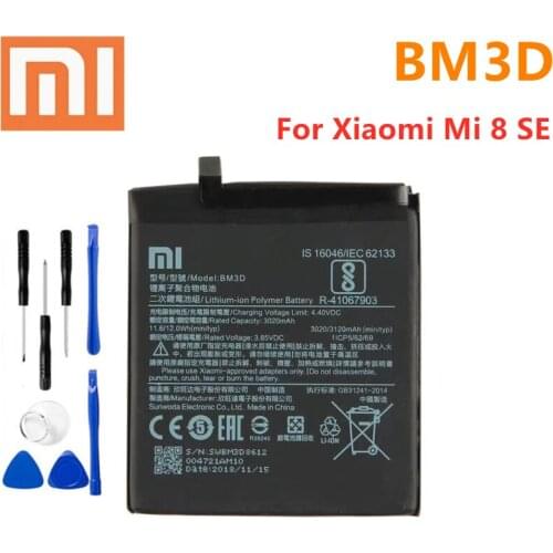 Xiao mi 100% Orginal BM3D 3020mAh Battery For Xiaomi Mi 8 SE Mi8 SE Mi8SE BM3D High Quality Phone Replacement Batteries + Tools