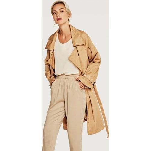 Womens Casual Coat Windbreaker High Quality Fashion Double Breasted Belt Long Trench Ladies Femme 2020 New Autumn Wear