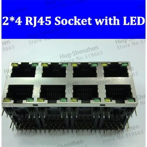 Internet access socket Ethernet port socket RJ45 interface 2*4 8p 8 core connectors with lamp 2pcs
