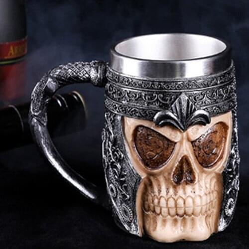 Knight Mug Stainless Steel Coffee Cup With Handle Skull Cup Funny Mug Magical Theme Knight Mug Christmas Gift Cup B20025