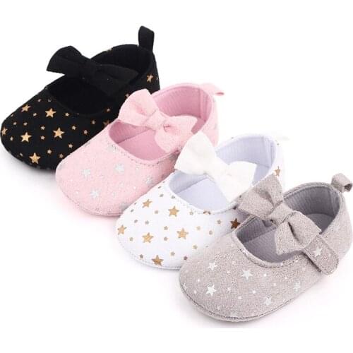 Bowknot Baby Shoes Cotton Soft Sole Star Princess Infant Girl Shoes Spring Summer Non Slip Newborn Toddler First Walkers