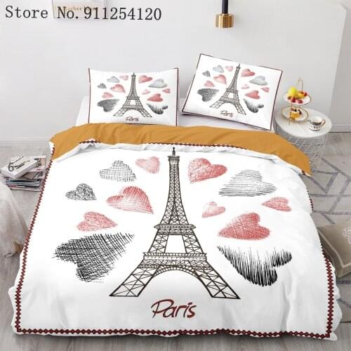 Paris Tower Duvet Cover Set 2/3 Piece Bedding Set Paris Building Quilt Cover Single Double Queen King Size Bedspread No Sheet