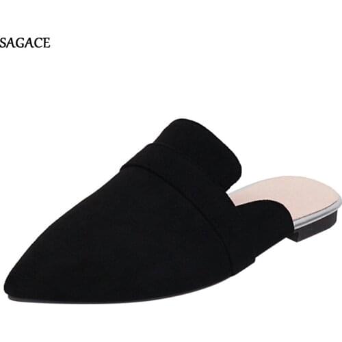 SAGACE Fashion Womens Flats Slip-On Pointed Toe Non-slip Casual Shoes Sandals Slippers Summer Shoes 2020 Beach Vintage Sandalias