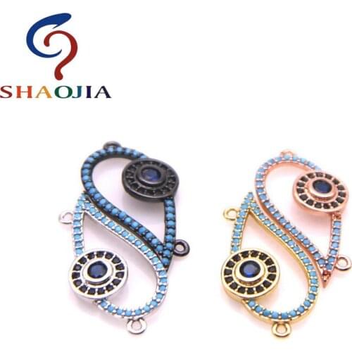 SHAOJIA Fashion Jewelry Micro Pave Zircon Turkey Wicked Eyes DIY Bracelet Necklace Accessories Copper Material Spacer Beads