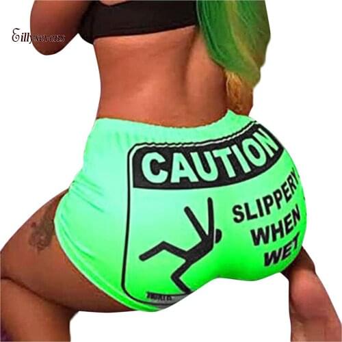 Sexy Funny Print Woman Shorts Letters Sport Biker Shorts Women Short Femme Workout Clubwear Homewear Pantalones Cortos De Mujer