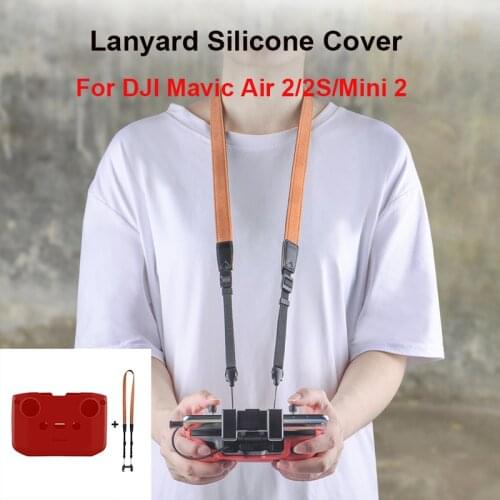 Remote Control Silicone Cover Adjustable Lanyard For DJI Mavic Air 2/2S/Mini 2 Drone RC Accessory Protective Case Neck Strap