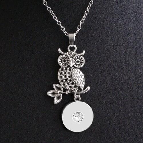 OWL Halloween 18mm 12mm snap button Necklace Boy girl gift NK593