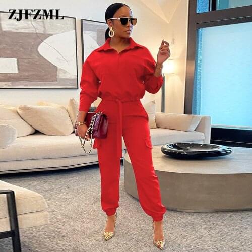 Red Womens Two Piece Tracksuit Turn Down Collar Full Sleeve Pullover and Jogger Sweatpant Fashion Hot Sportswear Sweatsuits