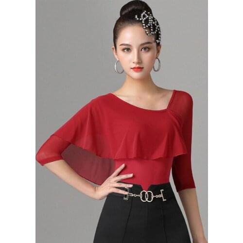 Ballroom Dance Tops Women Mesh Latin Practice Wear Stage Costume Modern Dance Wear Deisgner Clothes Salsa Dancing Outfit DL7885