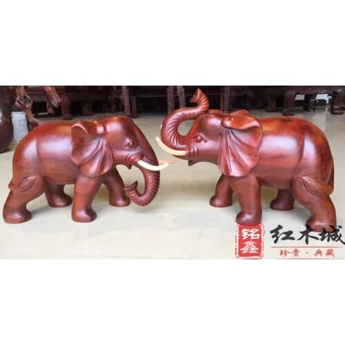 Burmese rosewood carving elephant ornaments, lucky Feng Shui auspicious imagery mahogany living room town house crafts