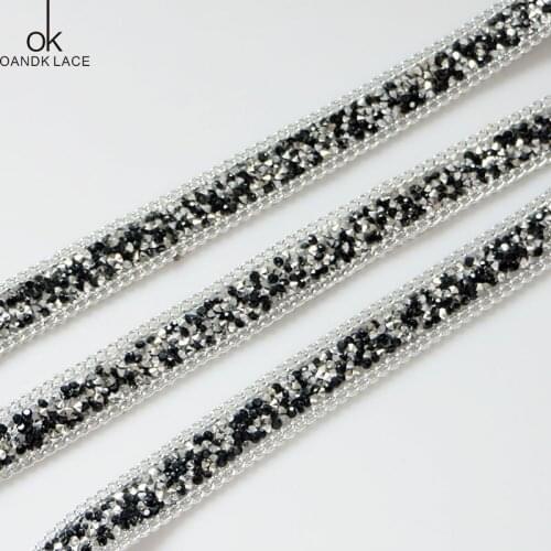 High-grade Rhinestone Materials Beaded Lace Fabric Trim Wedding Dresses Decorative Waist Chain Applique Ironing/ Sew On Chain