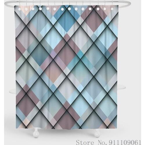 3D Geometric Pattern Shower Curtain Waterproof and Mildew Proof Polyester Fabric Bathroom Partition Curtain Home Decoration