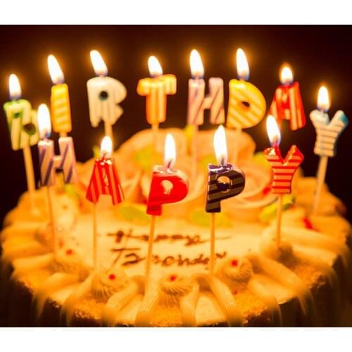 4 Colors MIX-Color Gold Dot English Happy Birthday Candle Adult Children Kids Baby Shower Birthday Party Ice Cream Cake Decor