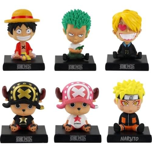 Anime Cartoon Figures Bobble Heads Luffy Zoro Sanji Car Decoration Model Toys