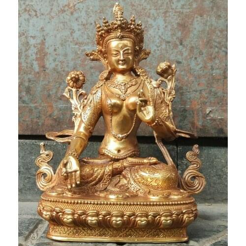 Antiques bronze Buddha Statue Buddhism Sakyamuni Vintage Bodhisattva Tara-white