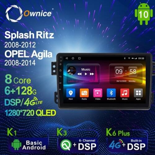 Android 10.0 6G+128G Car Radio Stereo for SUZUKI Splash Ritz 2008-2012/OPEL Agila Auto Audio GPS 4G LTE System 1280*720