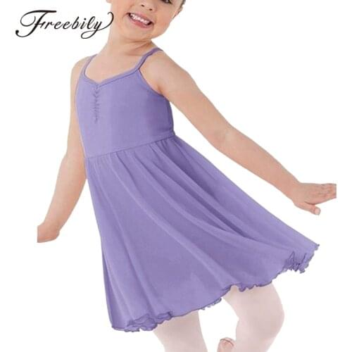 Ballet dress for girls dancewear kids stage lyrical dance costumes camisole chiffon dance dress high waist ballerina dress