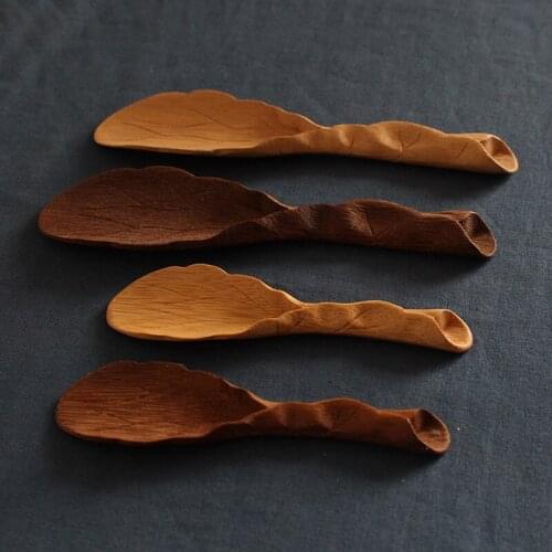 Bamboo Tea Scoops Handmade Carved Lotus Leaf Veins Tea Shovel Tea Spoon Eco Friendly Tea Tools Accessories Quality