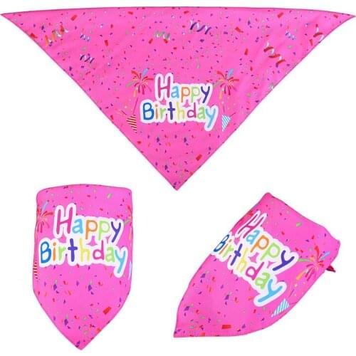 Cat Dog Both Sides Bandana Bibs Happy Birthday Bandanas Dog Scarfs Triangle Bibs Adjustable Pet Neckerchief 66*45*45cm