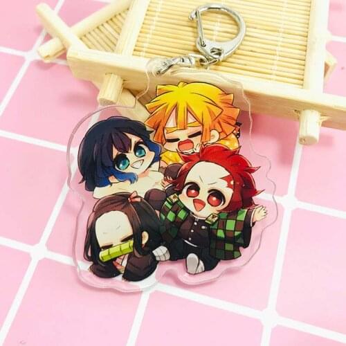 Demon Slayer Kimetsu No Yaiba Keychain Acrylic Pendant Kamado Tanjirou Nezuko Agatsuma Zenitsu Rengoku Kyoujurou Key Ring Gifts