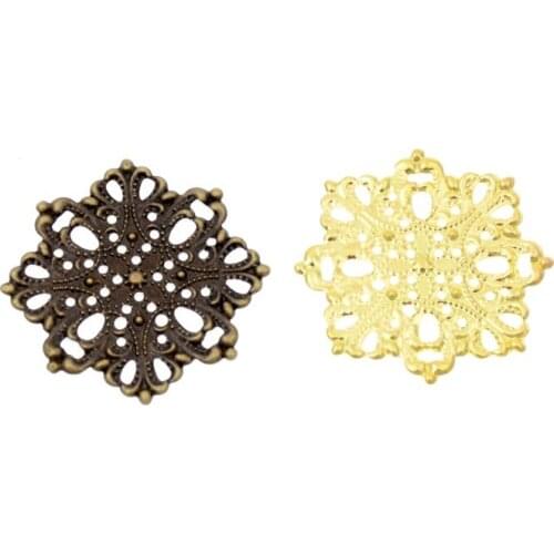 Free shipping 20Pcs Bronze/White K/Gold Metal Flowers Filigree Wraps Connectors Metal Crafts Decoration DIY Findings 44*44mm